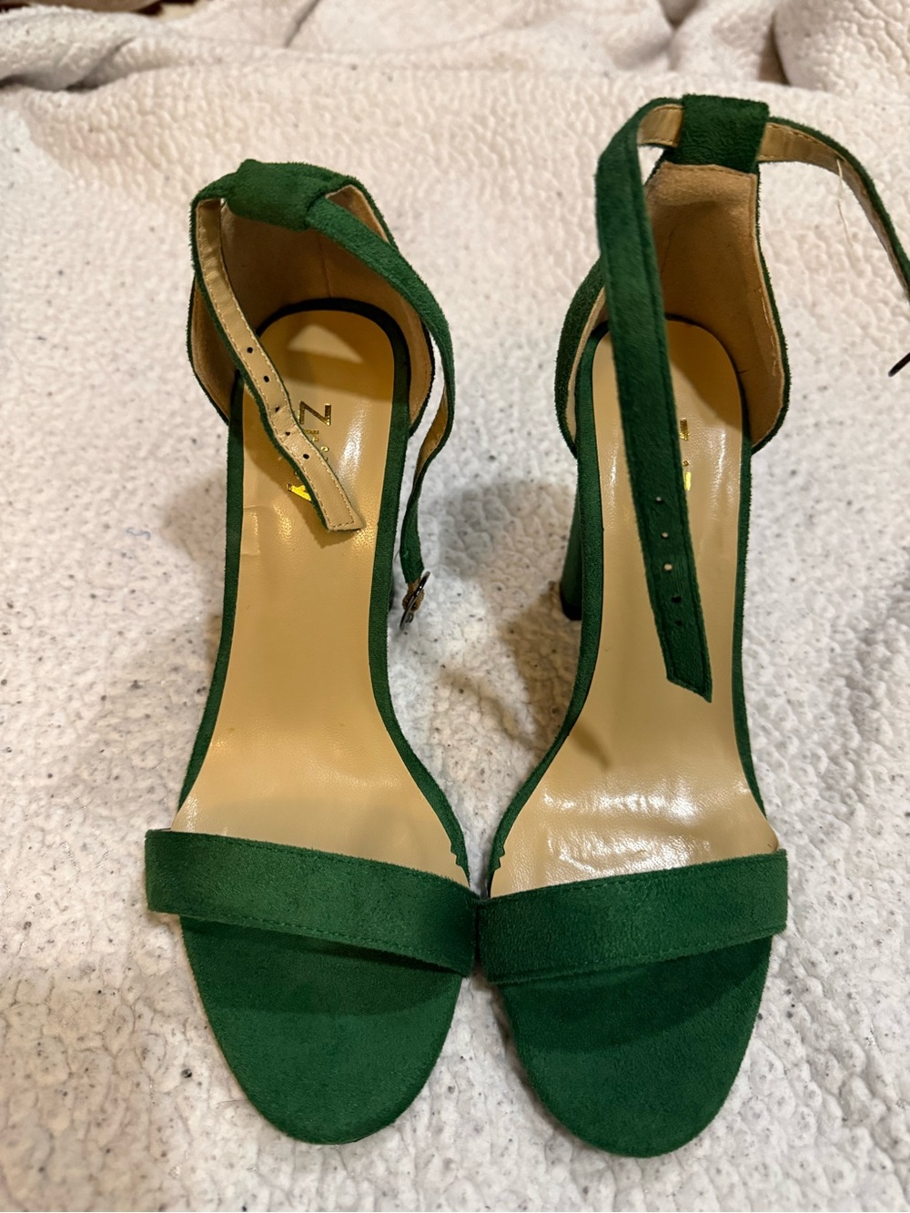 Green block heels